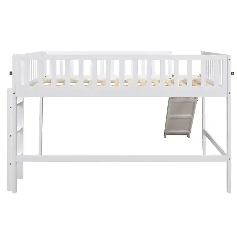 Letto a soppalco basso con scivolo, struttura letto a soppalco in legno per bambini con sponda di sicurezza alta per bambine e bambini