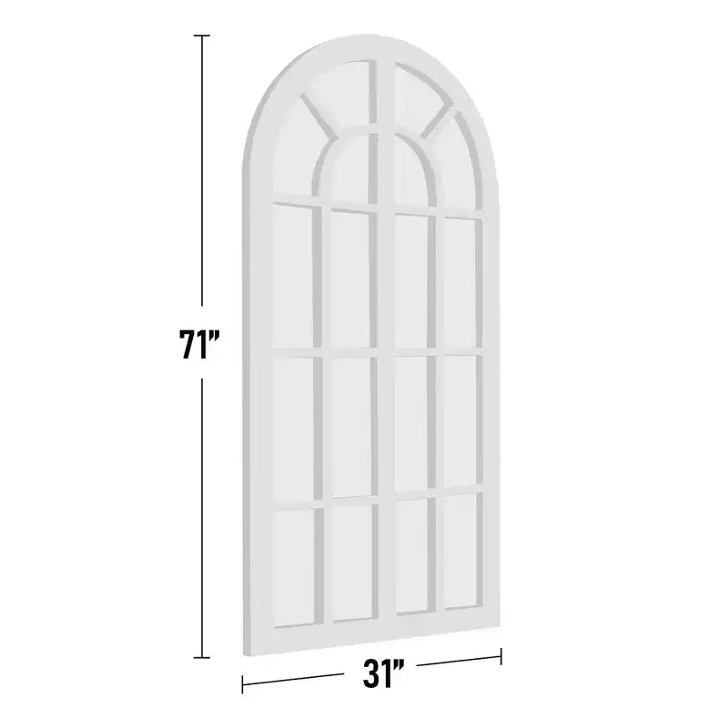 Specchio a figura intera MAYEERTY in legno massello, griglia ad angolo retto ad arco 71x31x1 pollici, apribile, senza supporto