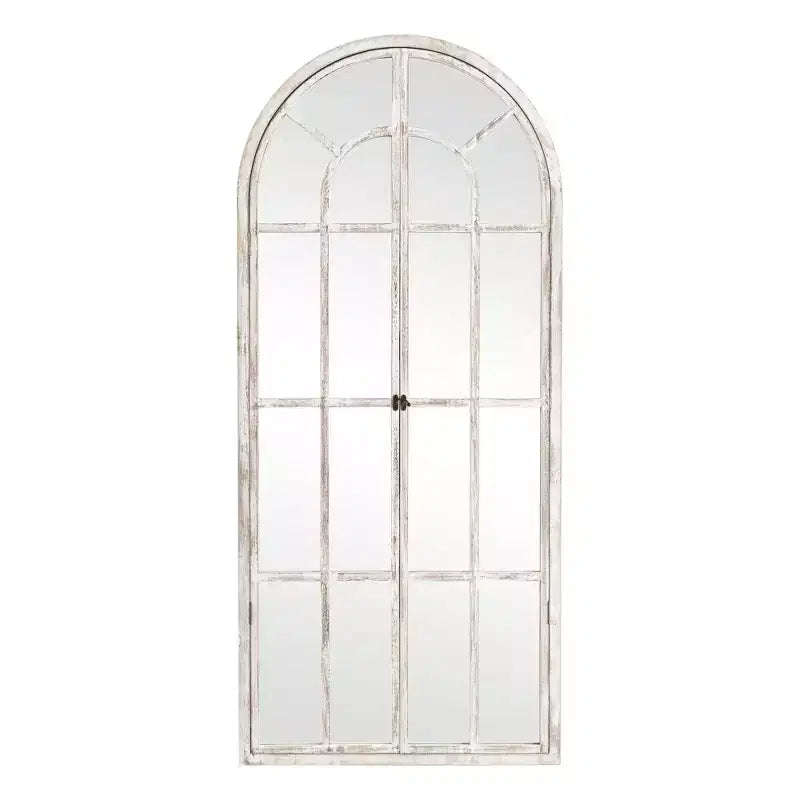 Specchio a figura intera MAYEERTY in legno massello, griglia ad angolo retto ad arco 71x31x1 pollici, apribile, senza supporto