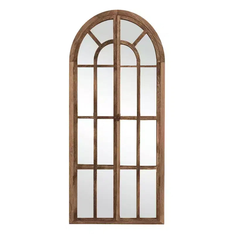 Specchio a figura intera MAYEERTY in legno massello, griglia ad angolo retto ad arco 71x31x1 pollici, apribile, senza supporto