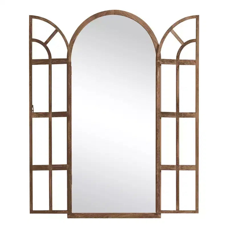 Specchio a figura intera MAYEERTY in legno massello, griglia ad angolo retto ad arco 71x31x1 pollici, apribile, senza supporto