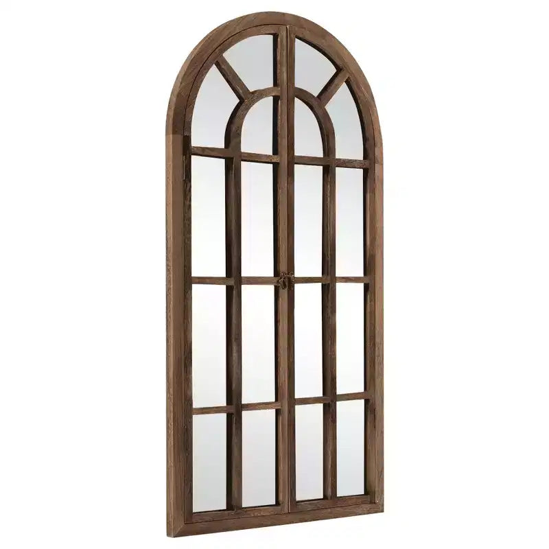 Specchio a figura intera MAYEERTY in legno massello, griglia ad angolo retto ad arco 71x31x1 pollici, apribile, senza supporto