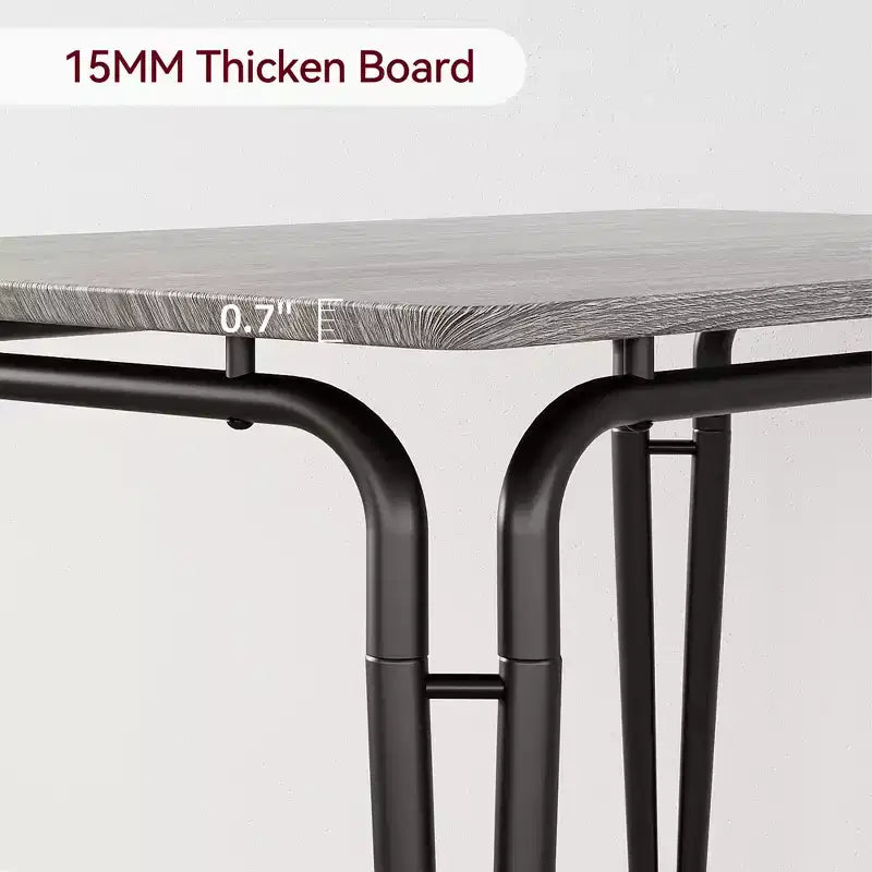 Set da tavolo da pranzo da 5 pezzi in stile rustico, tavolo in legno e sedie in PU per piccoli spazi