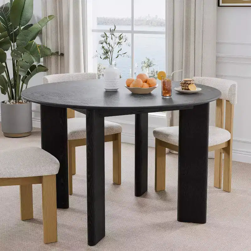 Tavolo da pranzo rotondo in legno MAYEERTY 45 per 4 persone, tavolo da cucina e sala da pranzo moderno in stile rustico