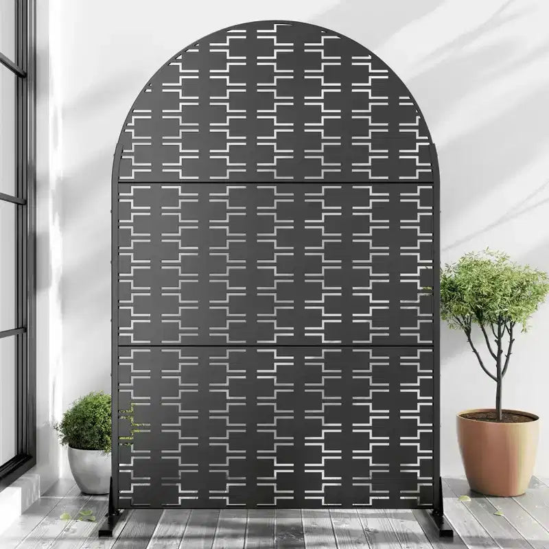 MAYEERTY Parete Divisoria Mattone 01 Nero Arco Lamiera Zincata 72x47x16in Set 3 Pezzi
