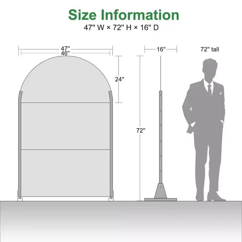 MAYEERTY Parete Divisoria Mattone 01 Nero Arco Lamiera Zincata 72x47x16in Set 3 Pezzi