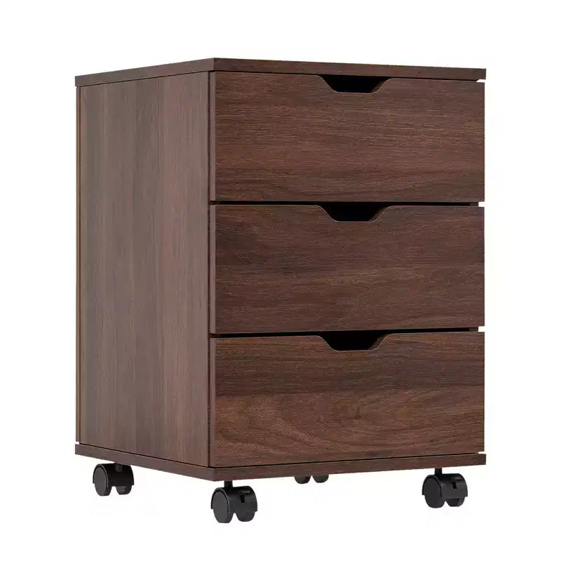 MAYEERTY Schedario Verticale a 3 Cassetti in Legno - Con Ruote, Non Assemblato per Ufficio Domestico (Nero)