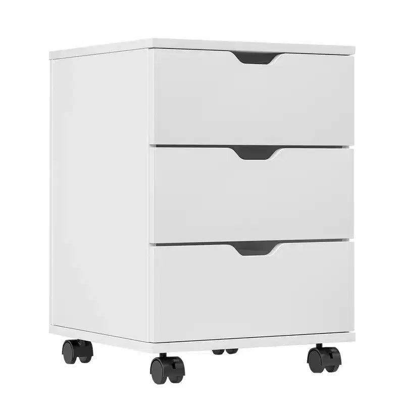 MAYEERTY Schedario Verticale a 3 Cassetti in Legno - Con Ruote, Non Assemblato per Ufficio Domestico (Nero)