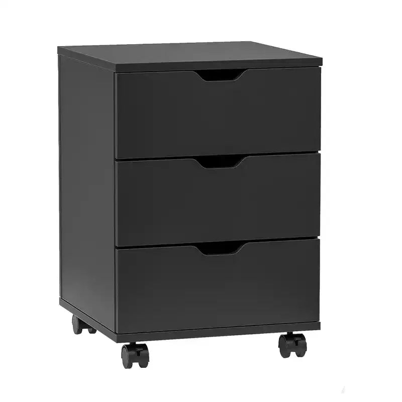 MAYEERTY Schedario Verticale a 3 Cassetti in Legno - Con Ruote, Non Assemblato per Ufficio Domestico (Nero)