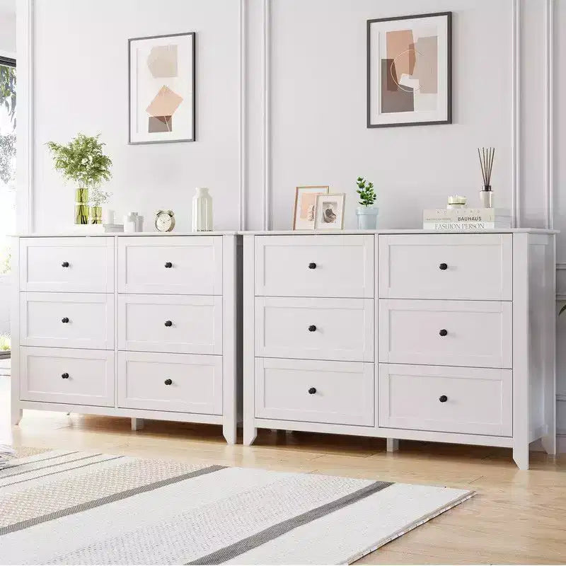 Coolmee Comò per Camera da Letto, Comò a 6 Cassetti per TV da 48 pollici, Porta TV Moderno in Legno per Soggiorno, Ripostiglio, Ingresso, Corridoio