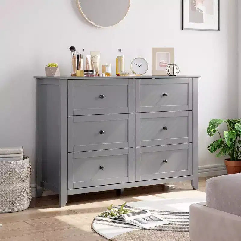 Coolmee Comò per Camera da Letto, Comò a 6 Cassetti per TV da 48 pollici, Porta TV Moderno in Legno per Soggiorno, Ripostiglio, Ingresso, Corridoio