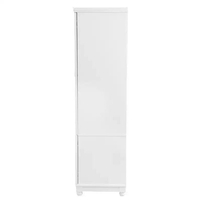 Keloyid Seusar White Wood Armadio da 156 cm con 2 cassetti, bastone appendiabiti e ripiani