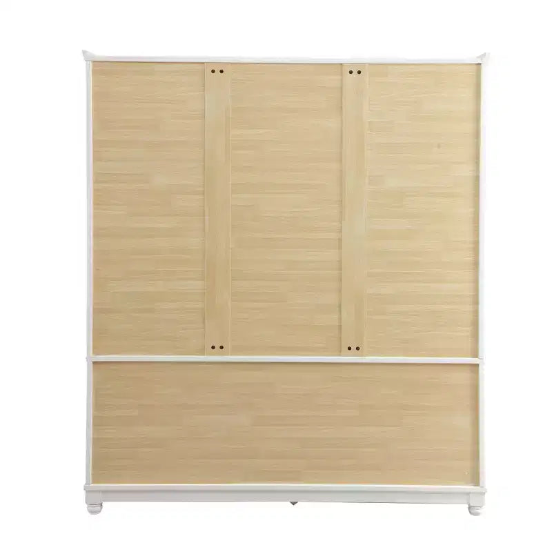 Keloyid Seusar White Wood Armadio da 156 cm con 2 cassetti, bastone appendiabiti e ripiani