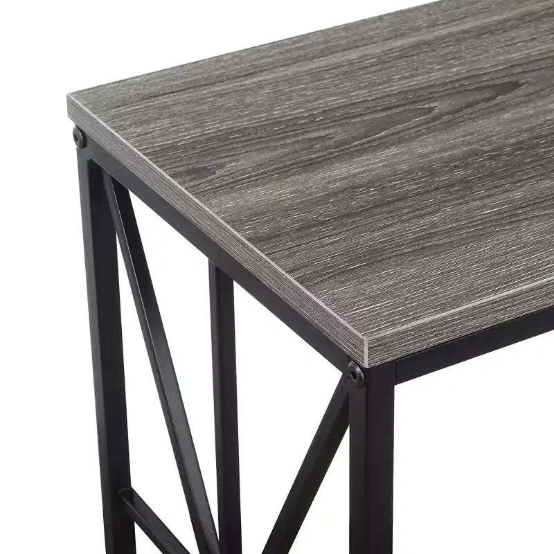 HomeStock Belmont Tavolino laterale con stazione di ricarica e ripiano, due porte USB, elegante tavolino con cornice a croce per l'arredamento della camera da letto