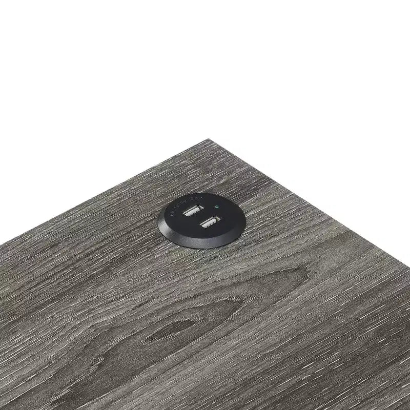 HomeStock Belmont Tavolino laterale con stazione di ricarica e ripiano, due porte USB, elegante tavolino con cornice a croce per l'arredamento della camera da letto