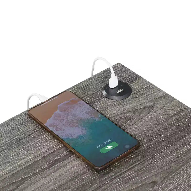 HomeStock Belmont Tavolino laterale con stazione di ricarica e ripiano, due porte USB, elegante tavolino con cornice a croce per l'arredamento della camera da letto