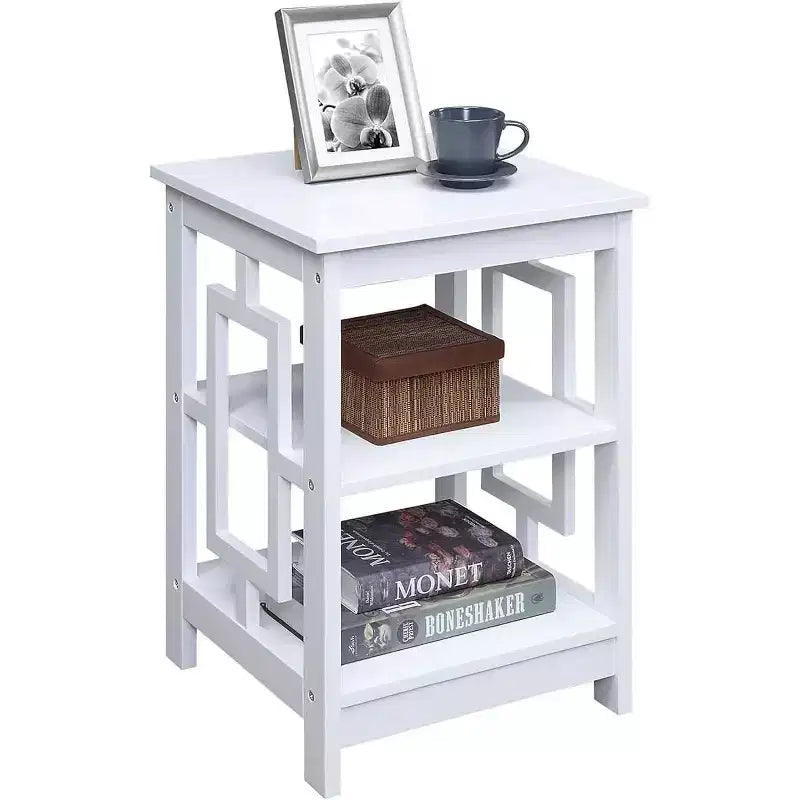 Tavolino HomeStock Belmont con ampia superficie e due ripiani aperti, design a telaio simmetrico, tavolino accentato in MDF per uso domestico