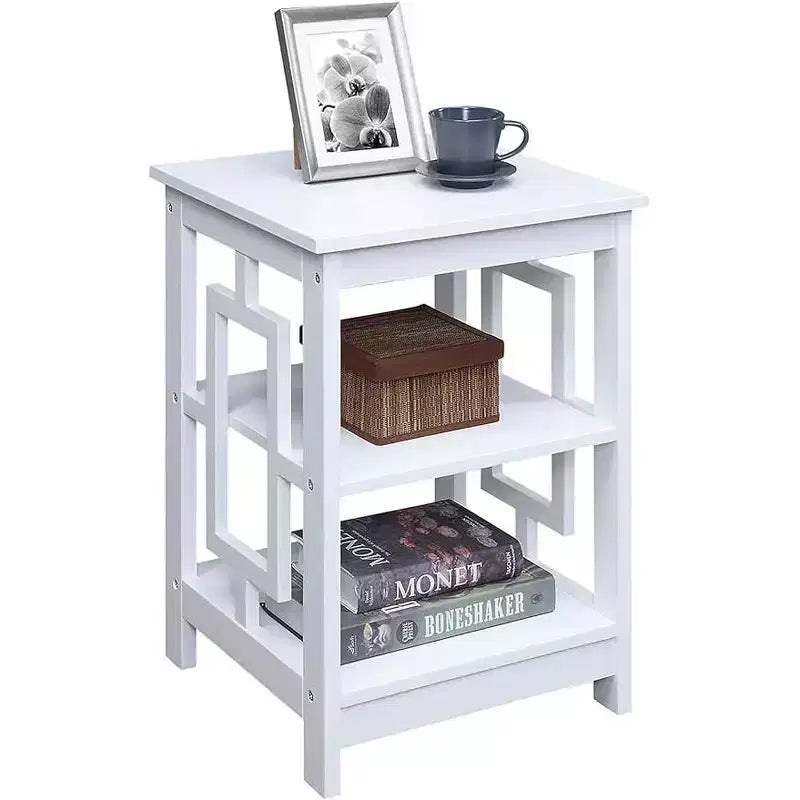 Tavolino HomeStock Belmont con ampia superficie e due ripiani aperti, design a telaio simmetrico, tavolino accentato in MDF per uso domestico