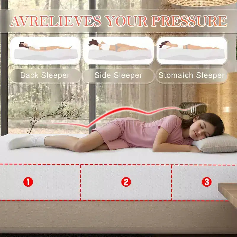 Materasso BestMassage da 8 pollici in memory foam con carbone di bambù, rigidità media, certificazione CertiPUR-US