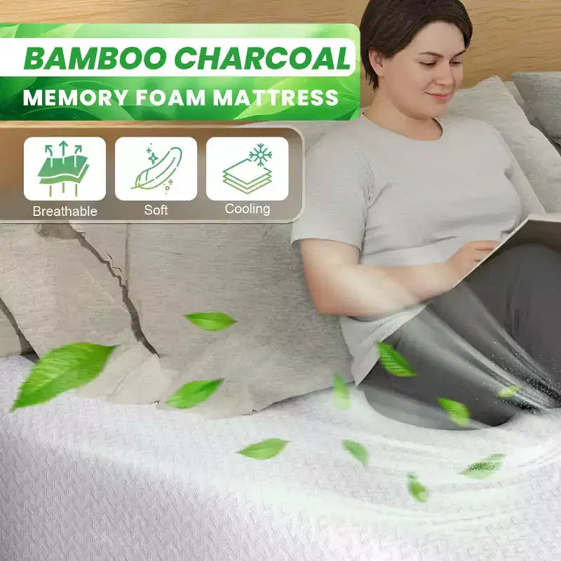 Materasso BestMassage da 8 pollici in memory foam con carbone di bambù, rigidità media, certificazione CertiPUR-US