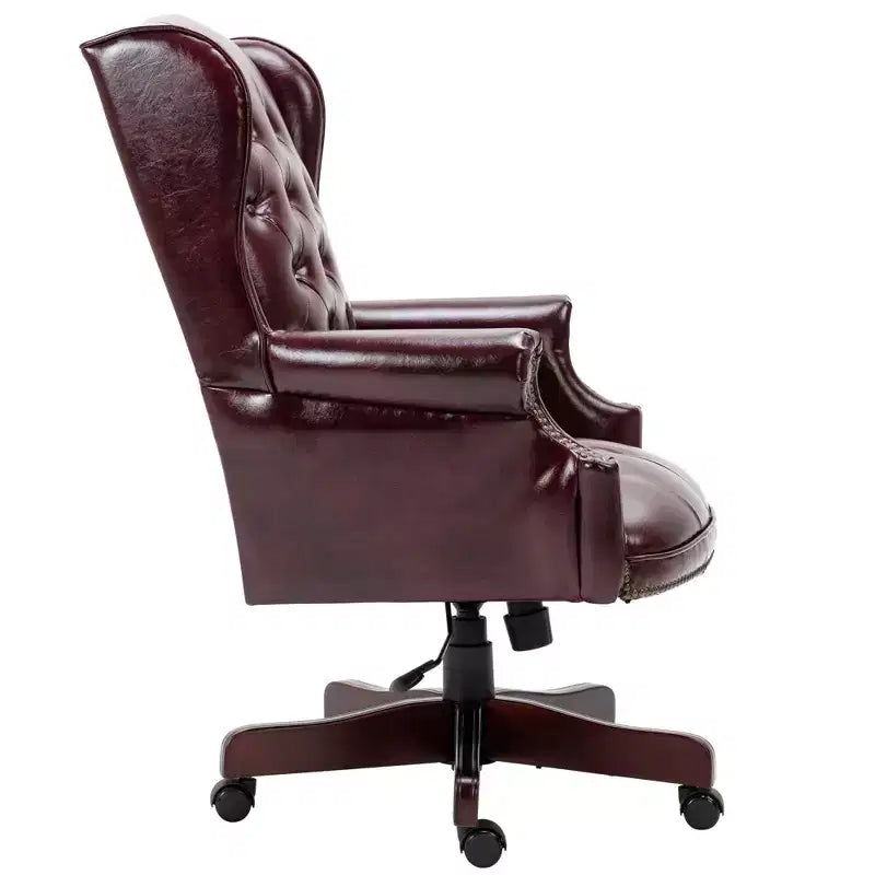 Sedia da Ufficio Direzionale Okak con Base Color Legno, Sedia Comoda con Schienale e Braccioli Imbottiti, Sedia Criss Cross per Ufficio, Studio