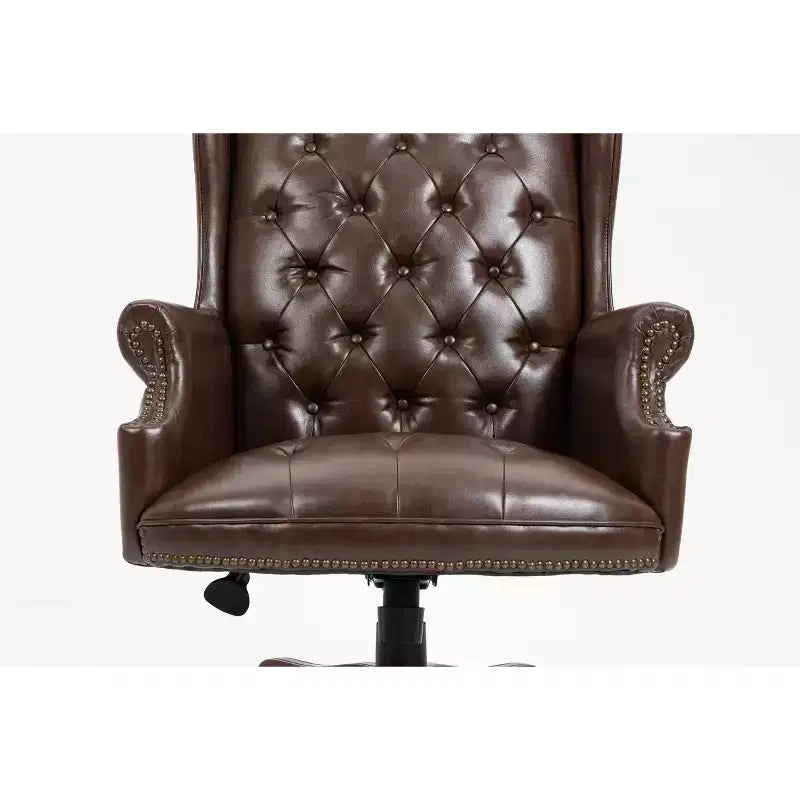 Sedia da Ufficio Direzionale Okak con Base Color Legno, Sedia Comoda con Schienale e Braccioli Imbottiti, Sedia Criss Cross per Ufficio, Studio