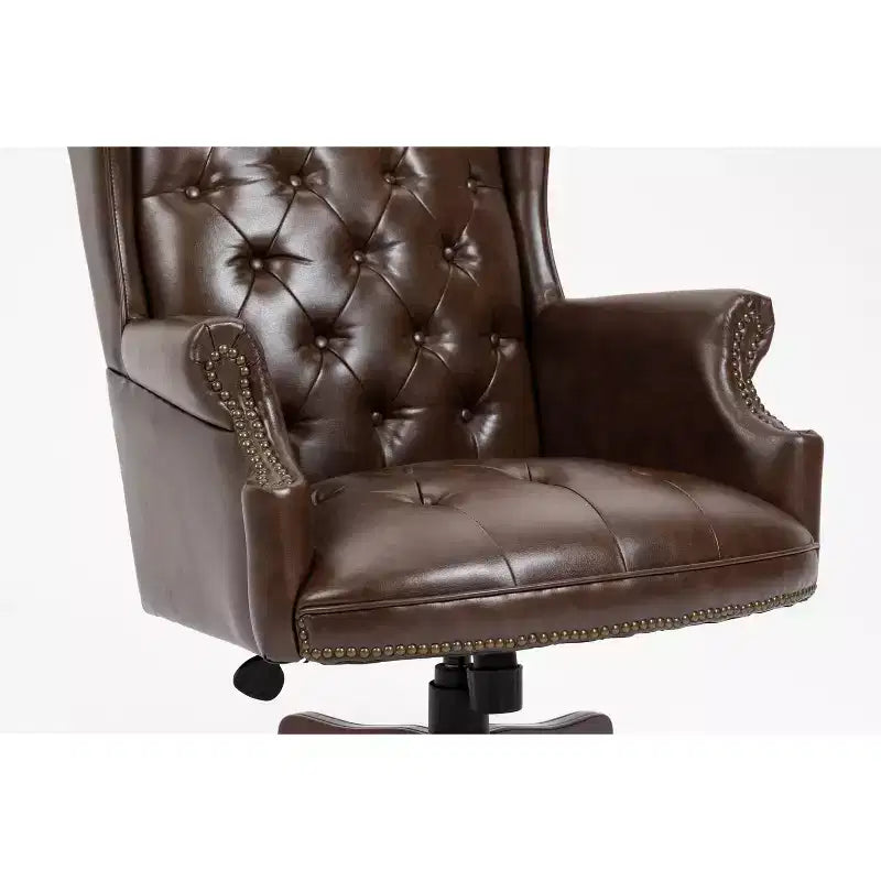 Sedia da Ufficio Direzionale Okak con Base Color Legno, Sedia Comoda con Schienale e Braccioli Imbottiti, Sedia Criss Cross per Ufficio, Studio