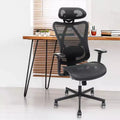Okak Mesh Ergonomic Office Chair, Computer Chair with Adjustable Lumbar Support, Armrest and Headrest, Criss Cross Chair for Home, Office, Black