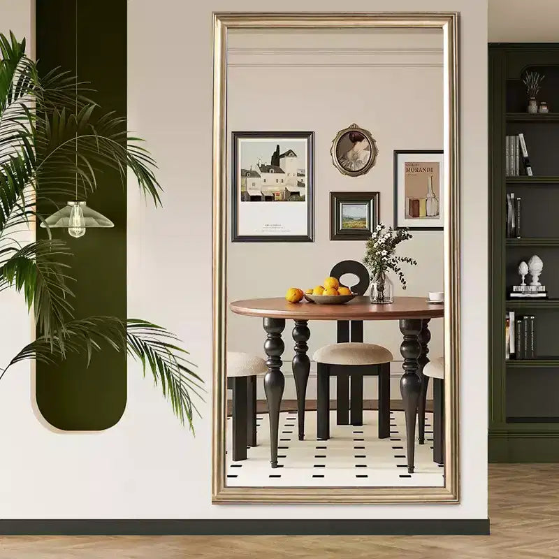 Specchio Okak a figura intera elegante 70*32 pollici con cornice in legno, specchio da terra da 5 mm con foro per appendere, specchio da parete per soggiorno, camerino