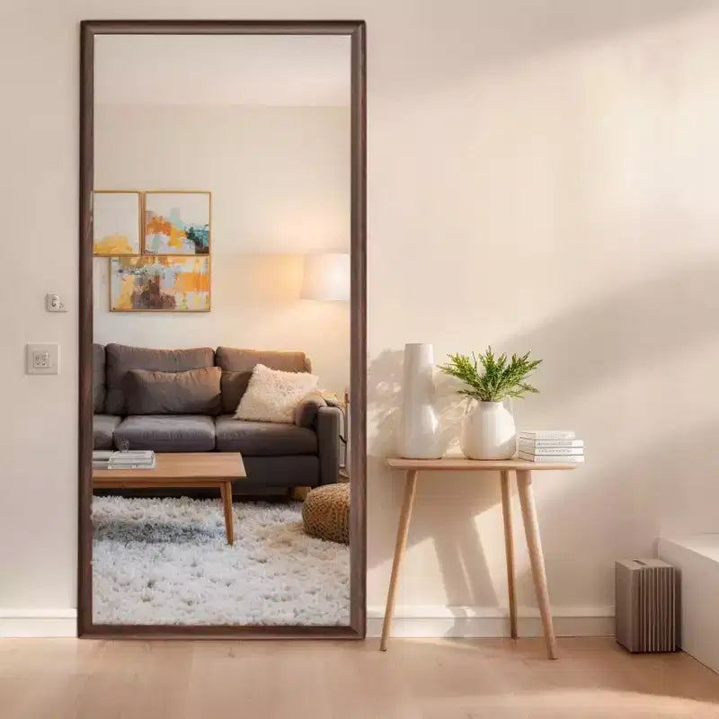 Specchio Okak a figura intera elegante 70*32 pollici con cornice in legno, specchio da terra da 5 mm con foro per appendere, specchio da parete per soggiorno, camerino