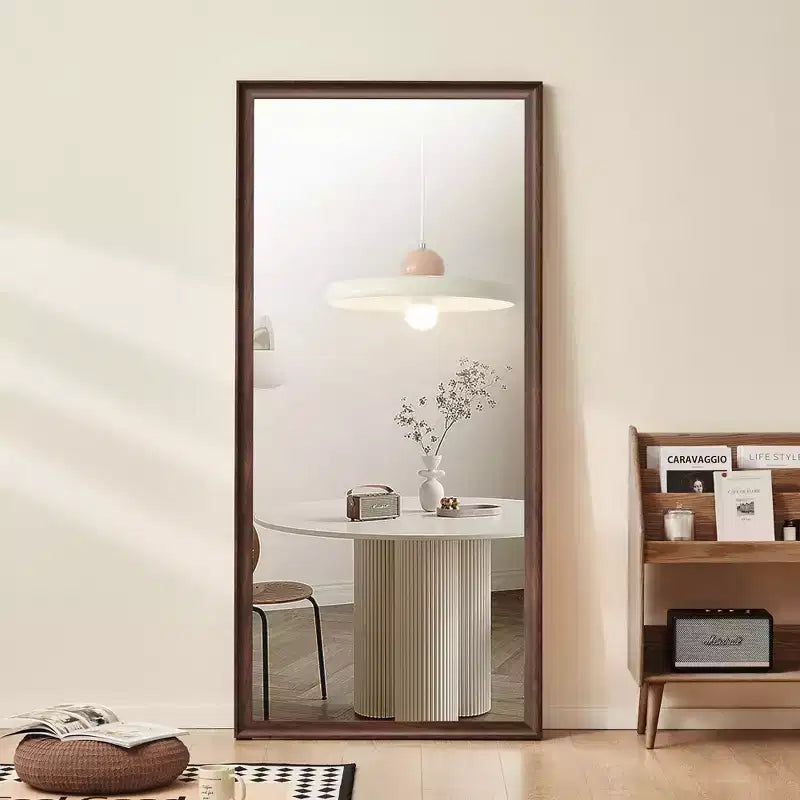 Specchio Okak a figura intera elegante 70*32 pollici con cornice in legno, specchio da terra da 5 mm con foro per appendere, specchio da parete per soggiorno, camerino