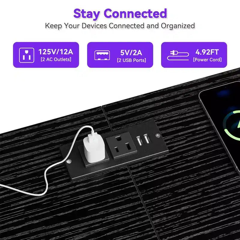 Mobile TV Comò Coolmee da 160 cm con 10 Cassetti, Mobile TV per Televisori da 65 70 75 Pollici, Cassettiera in Tessuto con Luce LED e Presa di Corrente, Centro di Intrattenimento Lungo