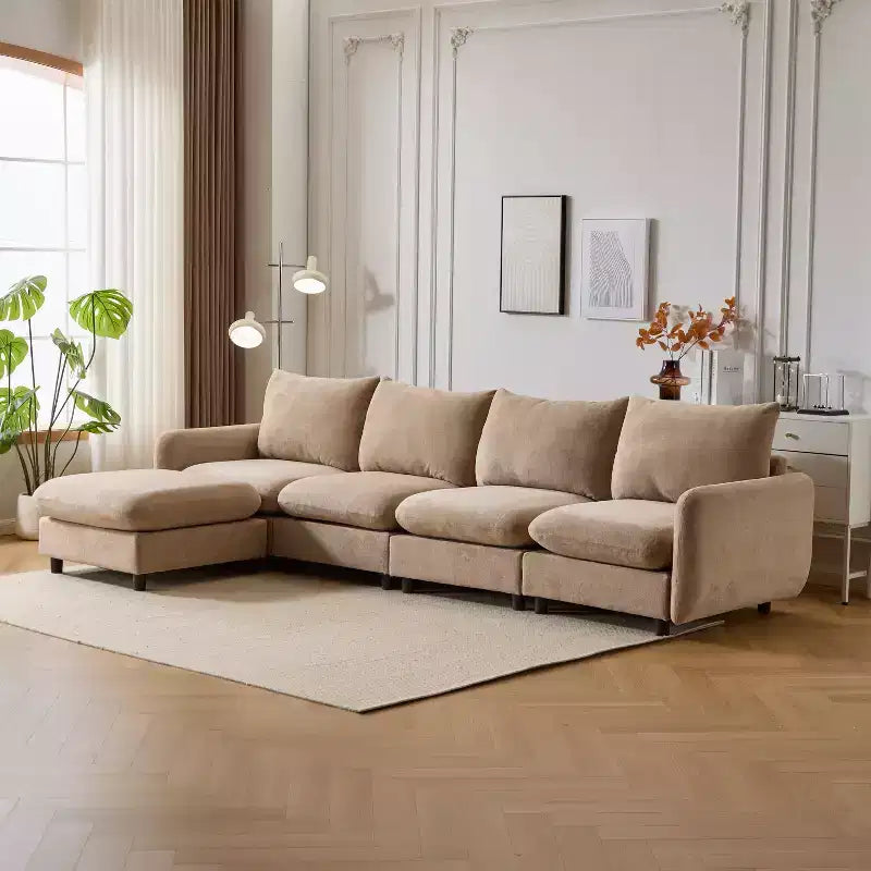 Set di divani componibili a L imbottiti moderni Christopher Knight Home Acker 5 pezzi
