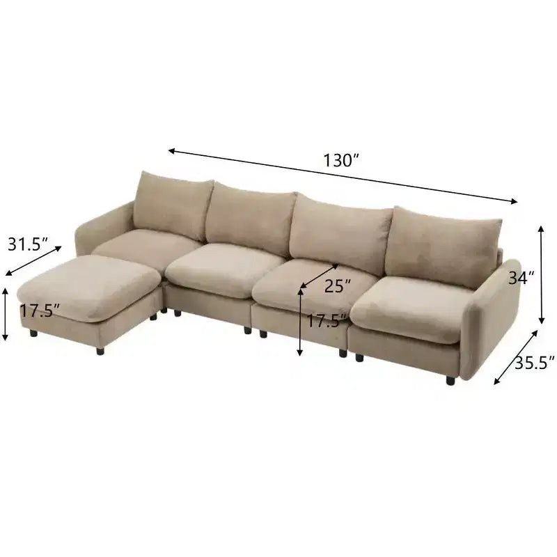 Set di divani componibili a L imbottiti moderni Christopher Knight Home Acker 5 pezzi