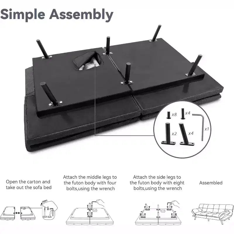 Dyonery 71 Divano Letto Futon, Accogliente Divanetto Convertibile, Divano in Tessuto Lino con Schienale e Braccioli Regolabili per Soggiorno, Camera degli Ospiti - Grigio Chiaro