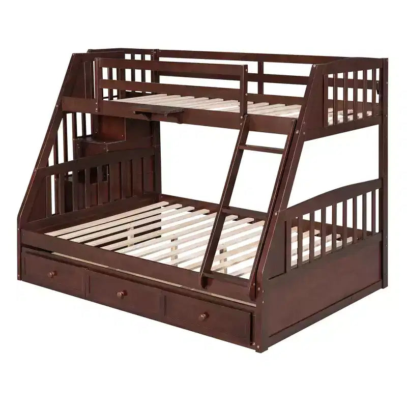 Letto a castello a una piazza e mezza con cassetti, letto a castello in legno trasformabile con due cassetti portaoggetti, telaio letto a castello staccabile in legno massello