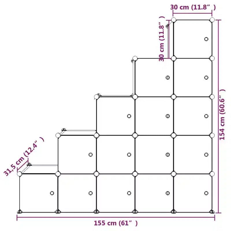 vidaXL Mobile contenitore a cubo per bambini con organizer a 15 cubi libreria bianco PP - Bianco 61 60.6