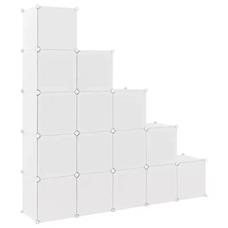 vidaXL Mobile contenitore a cubo per bambini con organizer a 15 cubi libreria bianco PP - Bianco 61 60.6