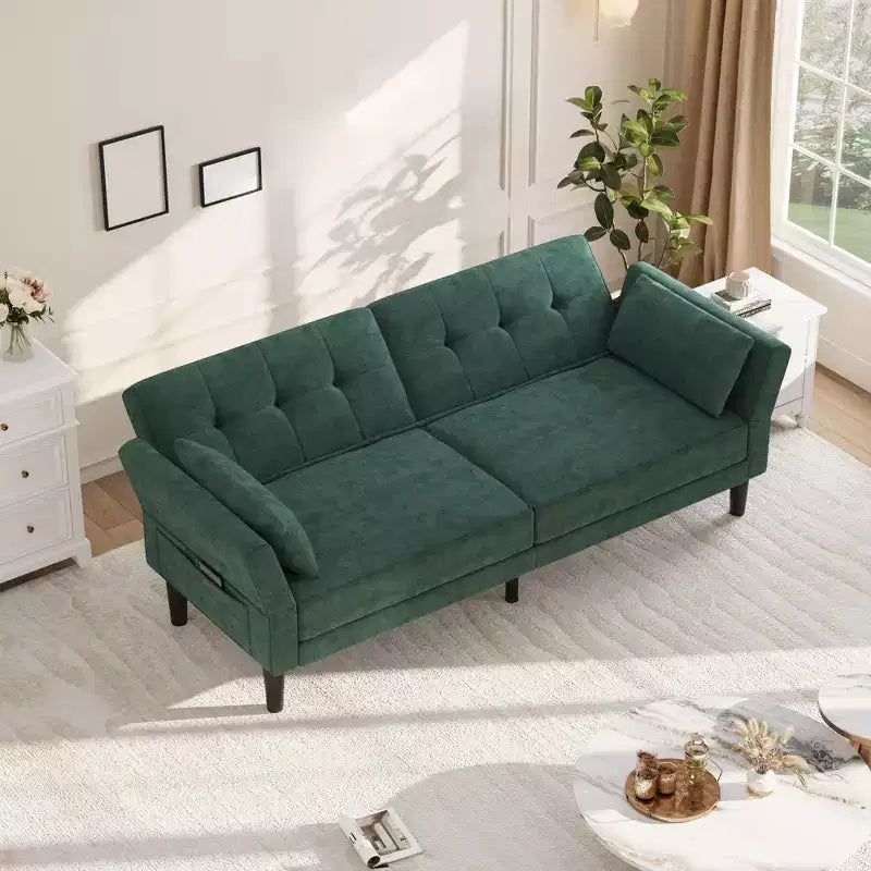 89 Moderno Divano Letto con 2 Cuscini, in ciniglia Imbottita, Divano Letto Futon con Schienale Regolabile, Divano Letto con Seduta Profonda per Soggiorno e Appartamento