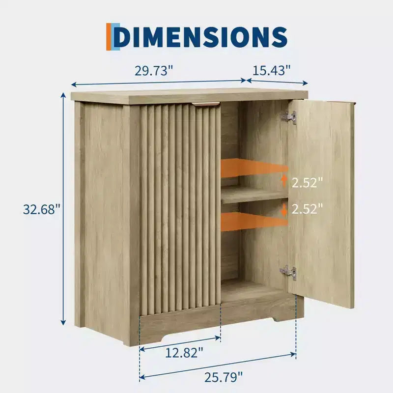 Credenza a Incasso con Contenitore, Credenza Contemporanea con 2 Ante e Ripiani Regolabili, Mobile TV, Armadietto Contenitore Mid-Century per Ingresso
