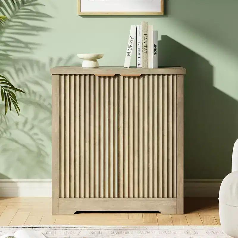 Credenza a Incasso con Contenitore, Credenza Contemporanea con 2 Ante e Ripiani Regolabili, Mobile TV, Armadietto Contenitore Mid-Century per Ingresso