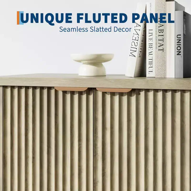 Credenza a Incasso con Contenitore, Credenza Contemporanea con 2 Ante e Ripiani Regolabili, Mobile TV, Armadietto Contenitore Mid-Century per Ingresso