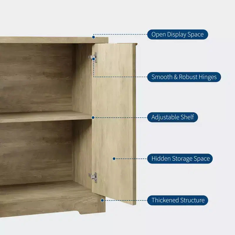 Credenza a Incasso con Contenitore, Credenza Contemporanea con 2 Ante e Ripiani Regolabili, Mobile TV, Armadietto Contenitore Mid-Century per Ingresso