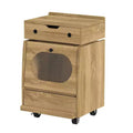 Famapy Playful Robot - Shaped Nightstand,360 Rotation,Touch-Control LED Strip,Side Cabinet with Rotatable Top,Lockable Wheels