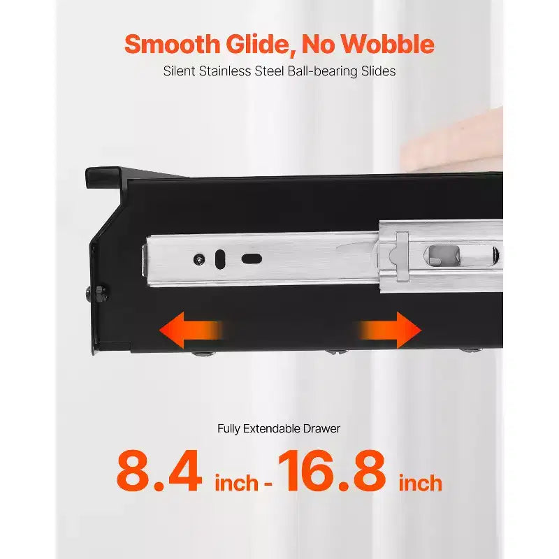 VEVOR Cassetto Sottoscrivania Estraibile Largo 66 cm, Attacco Cassetto a Scomparsa Sotto la Scrivania, Organizzatore Nascosto per Desktop, 73,7x22,9x10,2 cm, Nero