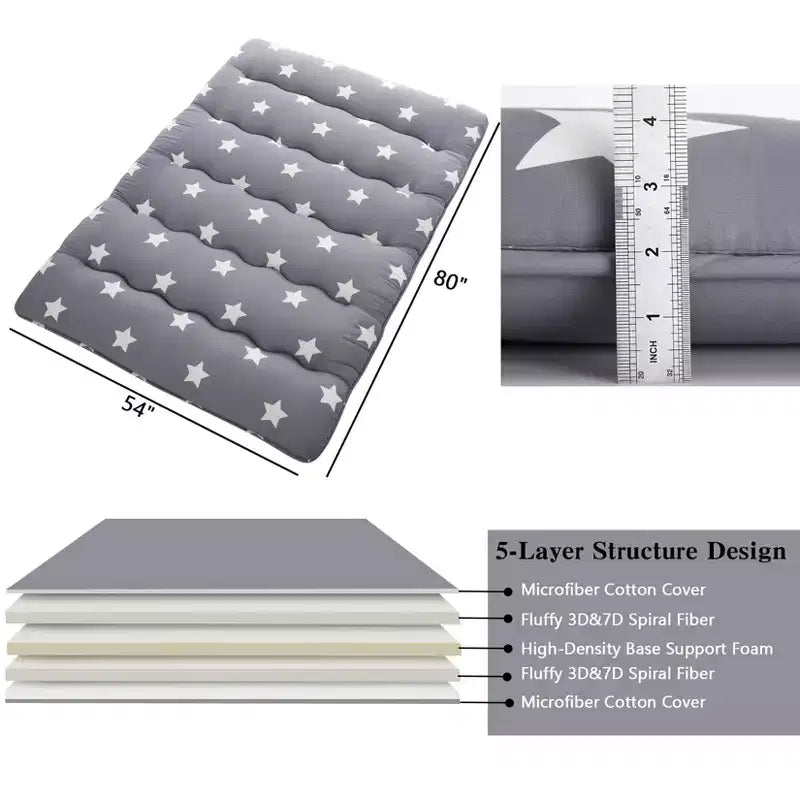 GustoWave Materasso Futon Giapponese da Pavimento, Tatami Tappetino da Campeggio Portatile Materassino per Bambini, Materasso Pieghevole Arrotolabile