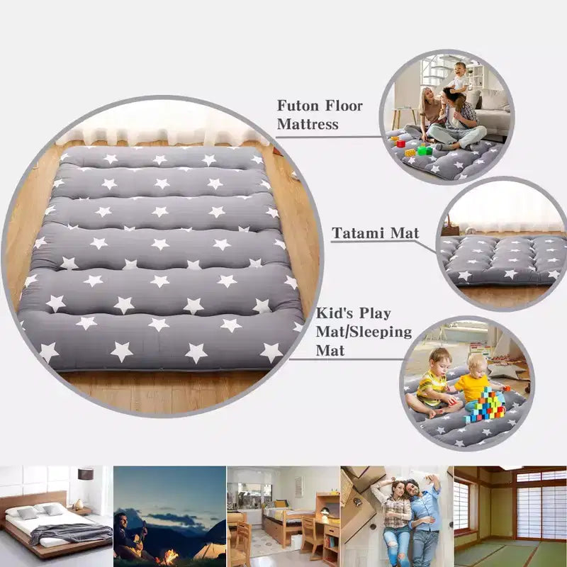 GustoWave Materasso Futon Giapponese da Pavimento, Tatami Tappetino da Campeggio Portatile Materassino per Bambini, Materasso Pieghevole Arrotolabile
