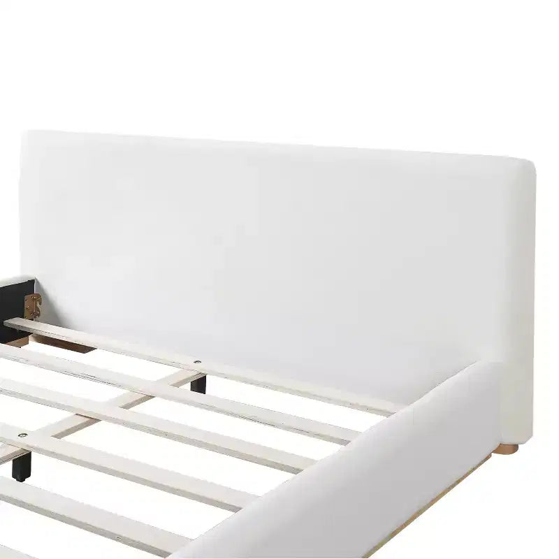 Elegante Struttura Letto Imbottita in Velluto, Letto a Piattaforma Queen/King Size per Camera da Letto, Bianco - ModernLuxe