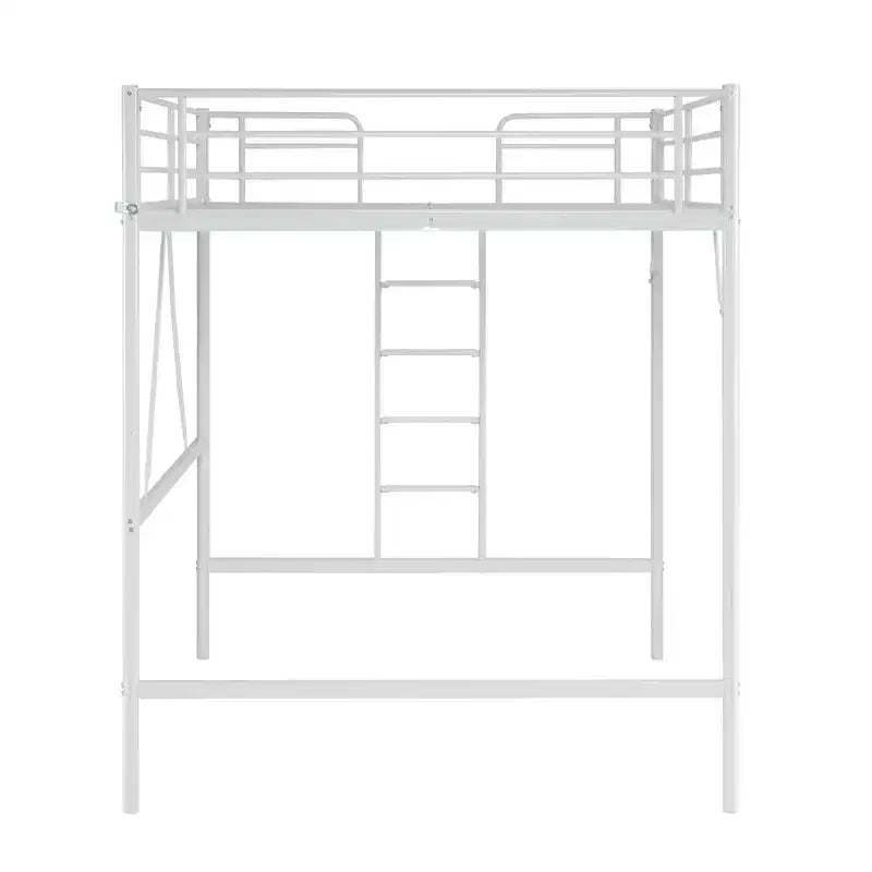 VINGLI Letto a soppalco interamente in metallo per bambini, struttura a castello con scale/pioli piatti, nessun letto a molle richiesto, bianco