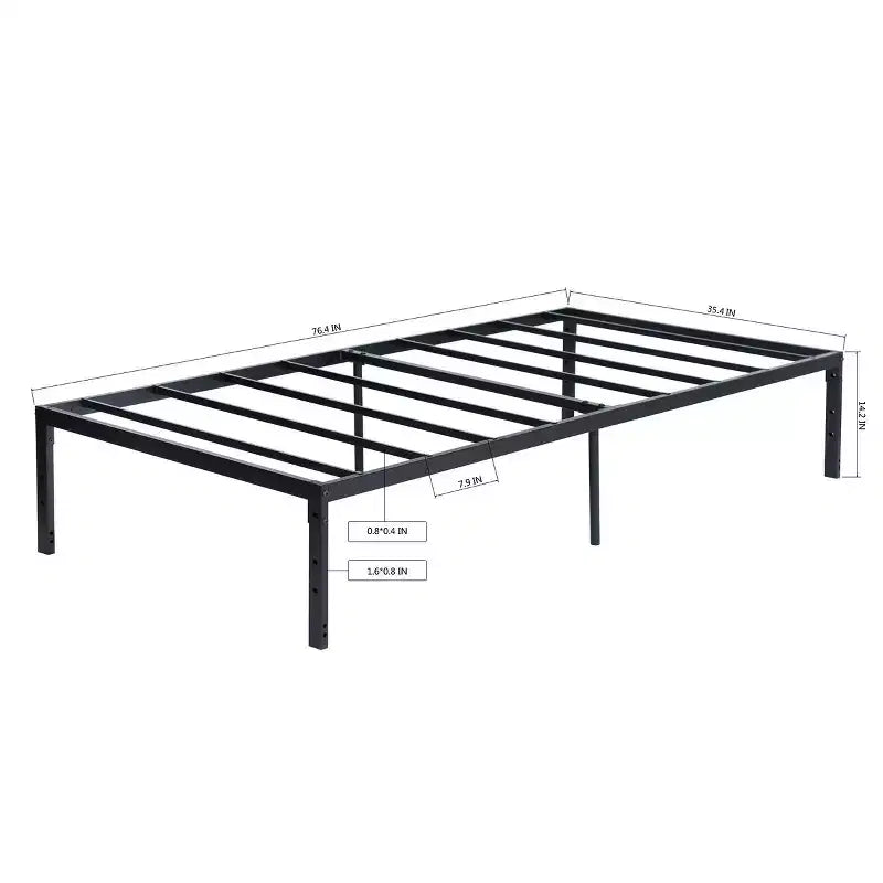 Base Letto Matrimoniale a Una Piazza e Mezza FurnitureR con Doghe Metalliche, Struttura per Materasso a Piattaforma Robusta con Contenitore Sottoletto, Supporto Antiscivolo, Nero